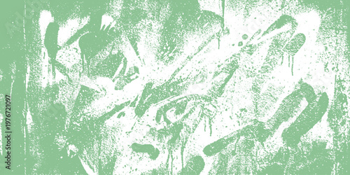 Abstract green paint splatters and strokes with brush strokes modern art street art abstract background distressed backdrop creative scribble graffiti calligraphy energetic expression