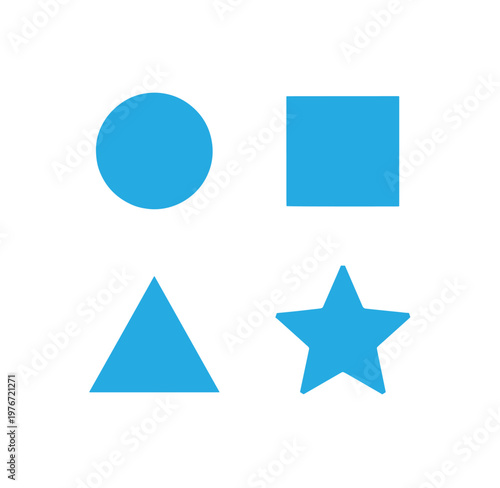blue geometric shapes icons  circle square triangle star