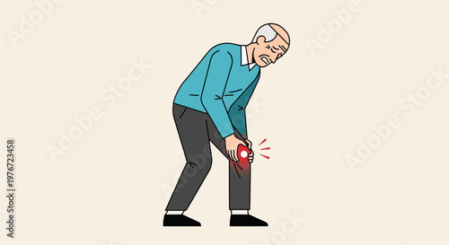 Elderly Man Suffering From Knee Pain, Arthritis, and Joint Discomfort