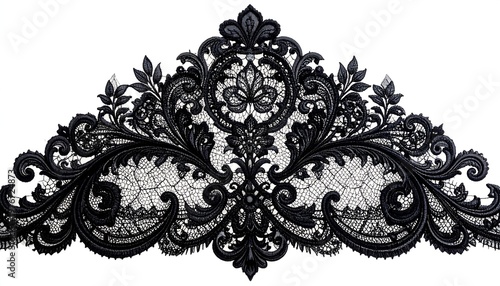 Ornate black lace design on white background