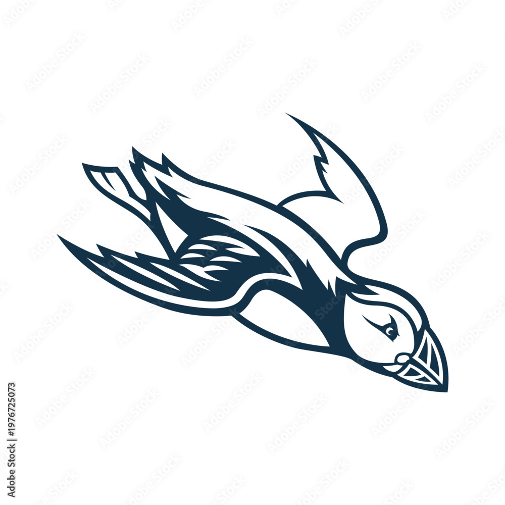 Naklejka premium puffin bird mascot logo illustration vector design template modern style