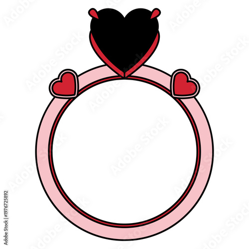 Pink Ring with Three Hearts Graphic Illustration