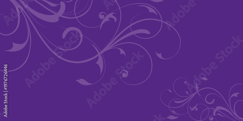 Obraz na plátne Elegant Purple Background with Ornamental Floral Swirls and Filigree Design