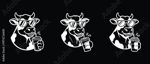 Cartoon cow wearing sunglasses vector illustration