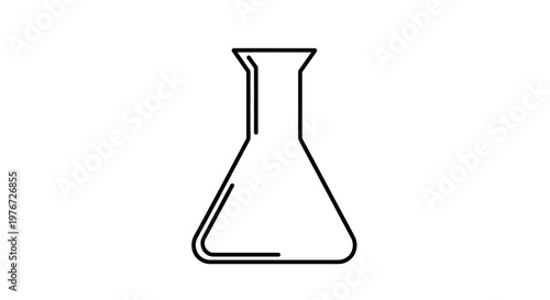 Simple line drawing of an empty conical laboratory flask on white
