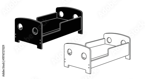 Simple black and white illustration of a modern pet bed design