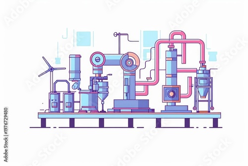 A cute cartoon Style ofA smart factory utilizing AI for real-time process optimization