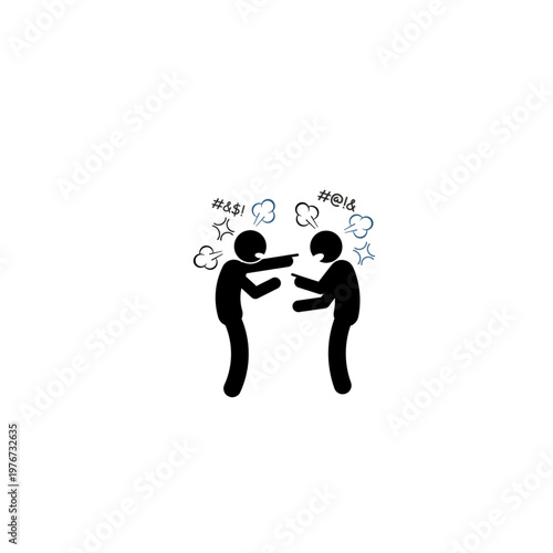 Quarrelling Combat Fight Icon Vector Illustration for Disagreement & Conflict