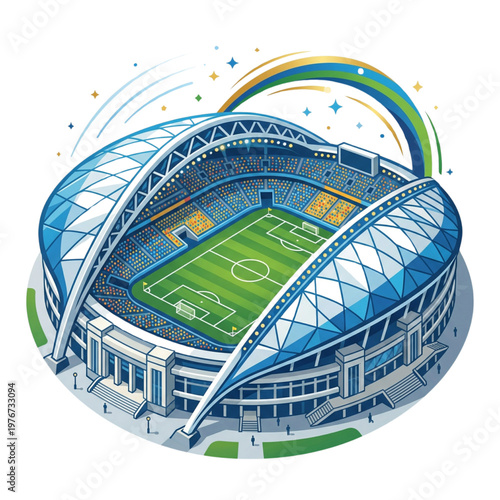 Modern Isometric Soccer Stadium Vector Icon Illustration