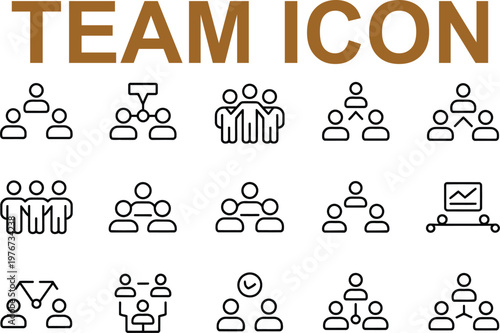 Team icons set for business and communication design elements