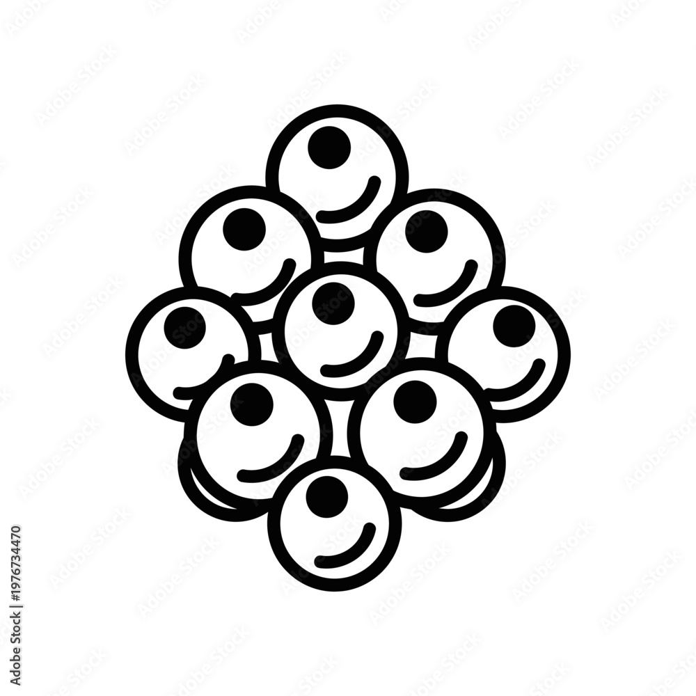 Fototapeta premium smiling faces, happy emoticons, line art illustration