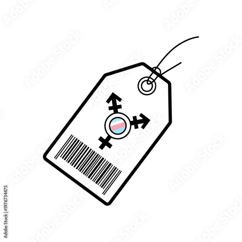 non-binary, genderfluid symbol on price tag