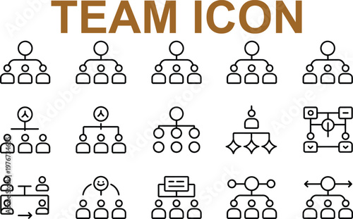 Teamwork and collaboration icons set for business and communication  various team icons