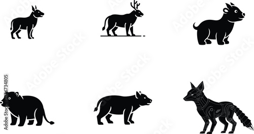 Chinese zodiac animals in black silhouette