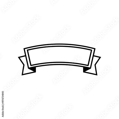 minimalist black and white line art ribbon or banner vector illustration