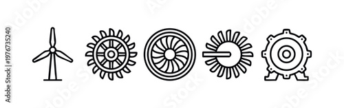 Set of Modern Line Art Energy and Industrial Engineering Icons