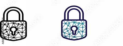 Minimalist cybersecurity blockchain padlock icon, "Created with AI assistance and manually refined."