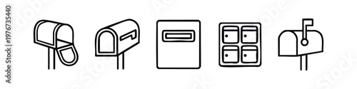 Postal Service and Mailbox Line Art Icons Collection