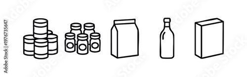 Minimalist Line Icon Set of Kitchen Pantry Staples