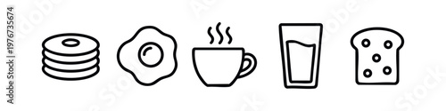Simple Line Icon Set of Breakfast Elements