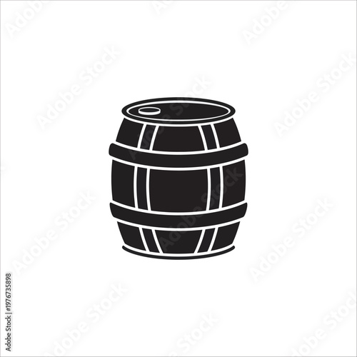 Wooden wine barrel isolated on a white background in a simple vintage style