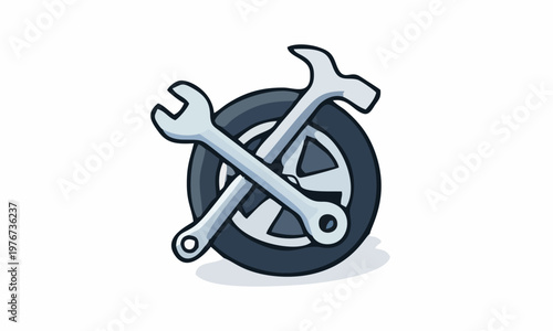 line art color of automotive maintenance services cartoon illustration