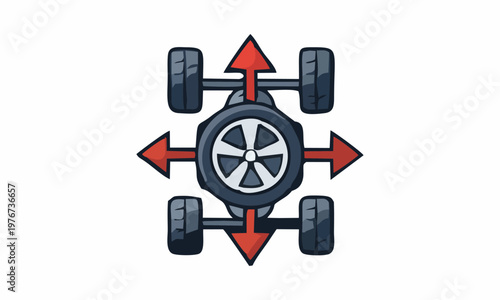 line art color of automotive service and maintenance cartoon illustration