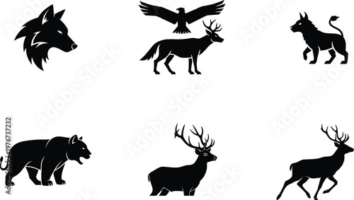 Collection of animal silhouettes in various poses and styles