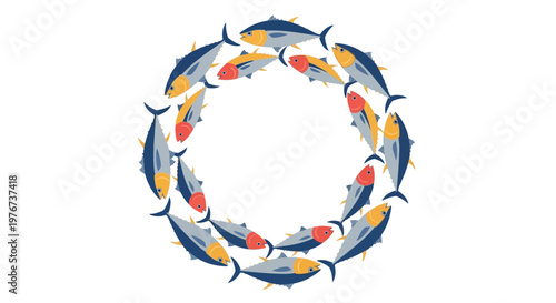World Tuna Day Circular Frame Background Flat Design