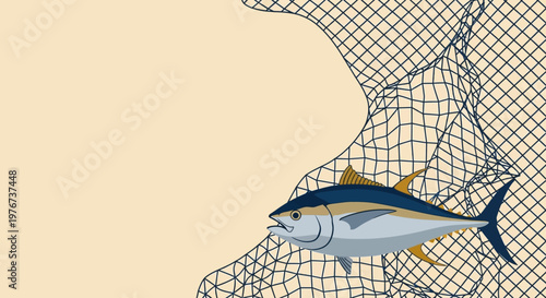 World Tuna Day Fishing Net Background Flat Design