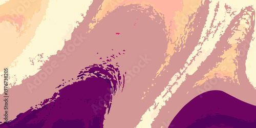 Abstract expressionist painting with swirling brushstrokes in pink and purple