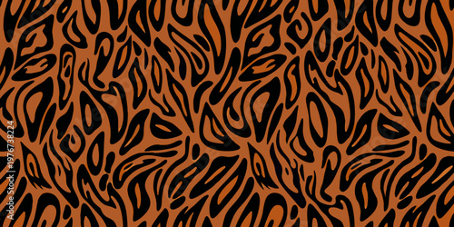 Abstract tiger stripes pattern with warm brown and black coloration
