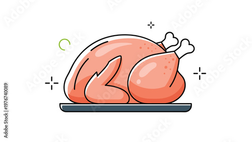 Whole roasted turkey or chicken served on a platter as a traditional festive meal for Thanksgiving, Christmas, or holidays.