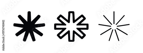 Ten pointed starburst or asterisk icon set