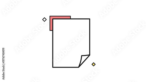 Simple icon of a white paper document with a folded corner and red accent, used for files, reports, or office paperwork.
