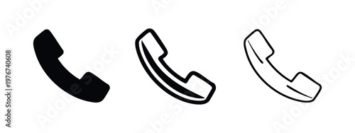 Telephone Receiver Call Icon Set for Customer Support