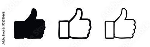 Like Button Thumbs Up Approval Gesture Icon Set