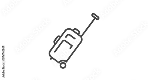 Outline of a suitcase with a retractable handle and wheels, on a white background
