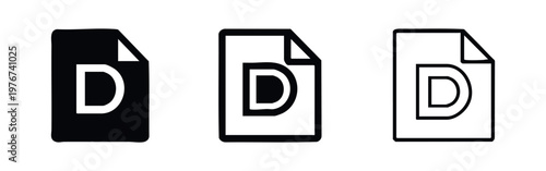Document File with Letter D Icon Set