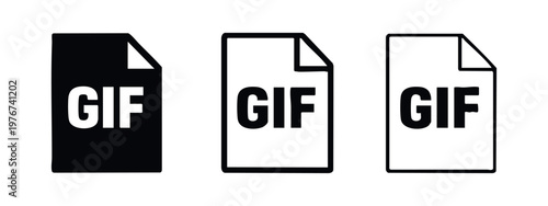 GIF Image File Icon Set - Solid, Outlined, and Thin Outline Versions