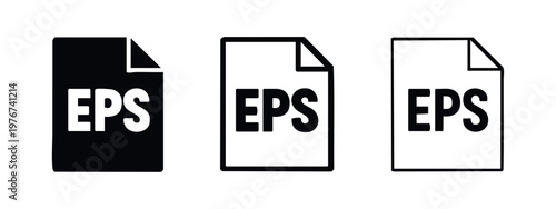 EPS Encapsulated PostScript File Icon Set - Solid, Outlined, and Thin Outline Versions