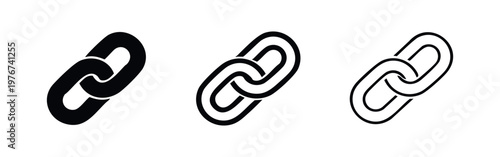 Chain link connection icon set. Hyperlink and partnership symbols for web and social media.