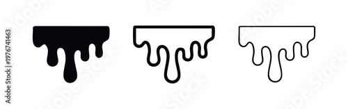 Dripping paint or liquid vector icon set. Melted substance, syrup, or goo design elements in multiple styles.