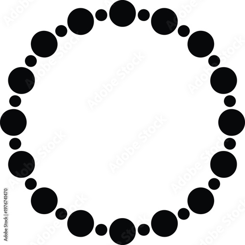 Circular frame made of alternating large and small black dots