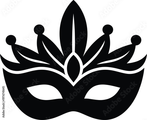 Carnival masquerade mask icon, venetian festive accessory for masquerade party, mardi gras celebration symbol, flat vector design