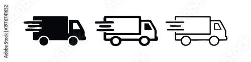 Fast Delivery Truck Vector Icon Set - Quick Shipping Symbol