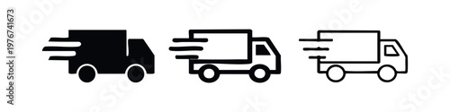 Fast Delivery Truck Vector Icon Set - Quick Shipping Symbol