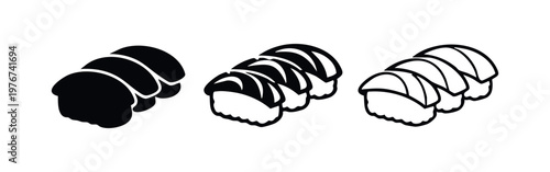 Sushi Maki Rolls Vector Icon Set - Japanese Food Symbol