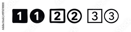 Number icons 1, 2, 3 set with varying styles. Progress, steps, and points.