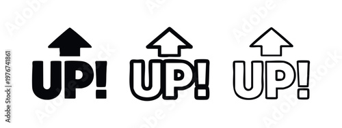 Upward Arrow and UP! Text Icon Set